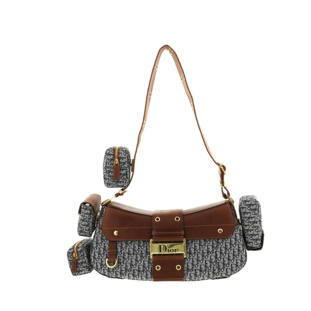 Christian Dior Trotter Hobo Bag Clutch Shoulder Messenger Indigo